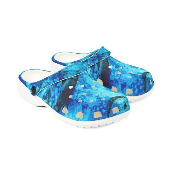 Deep Blue Fish Print Foam Shoes - Image 2