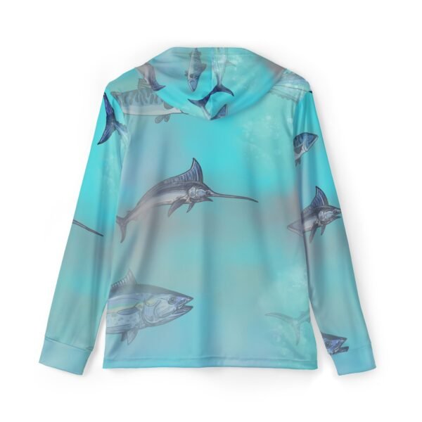 Blue Fish Print Sports Hoodie - UPF 50+ - Image 2