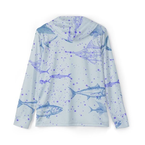 Blue Fish Print Sports Hoodie - UPF 50+ - Image 2