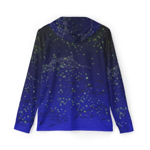 Black Blue Fish Print Sports Hoodie 50+ - Image 2
