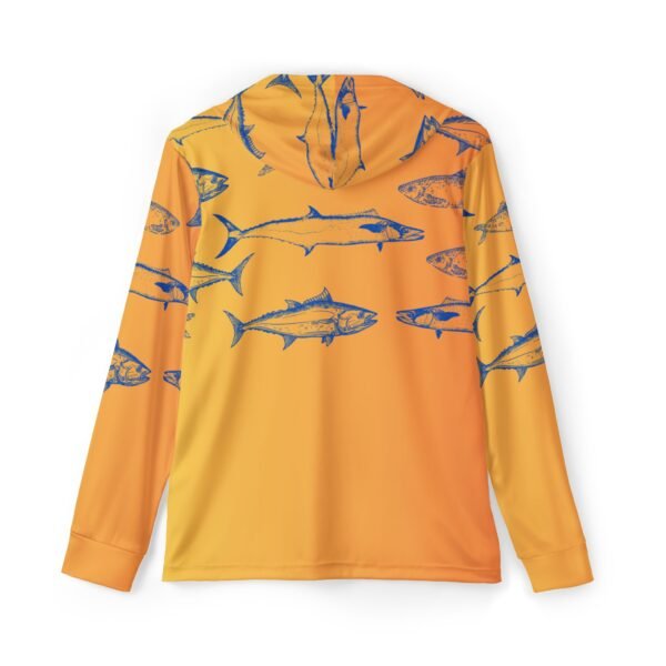 Orange Fish Print Sports Hoodie UPF 50+ - Image 2