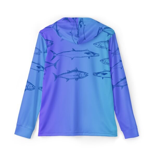 Blue Fish Print Sports Hoodie UPF 50+ - Image 2