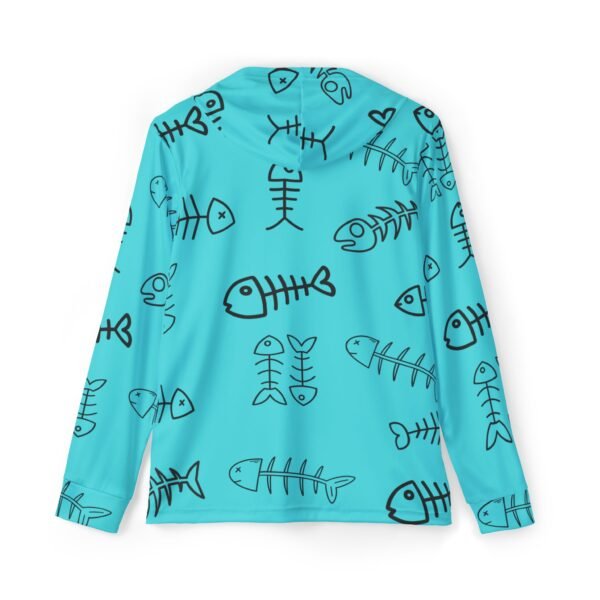 Blue Fish Bones Sports Hoodie UPF 50+ - Image 2