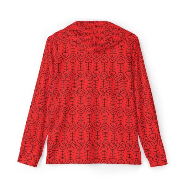 Red with Fish Bones Sports Hoodie UPF 50 - Image 2