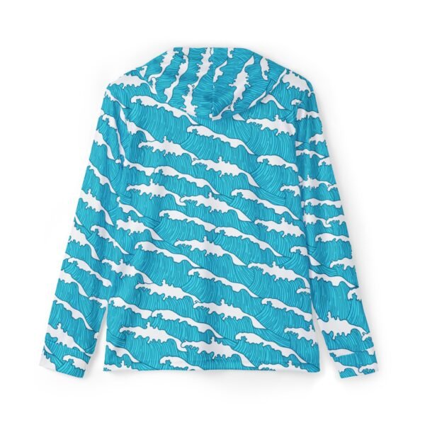 Blue Wave Print Unisex Sports Hoodie 50 - Image 2
