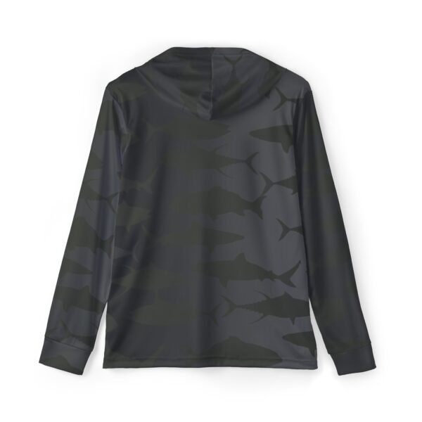 Dark Grey Shadow Fish Sports Hoodie UPF50 - Image 2