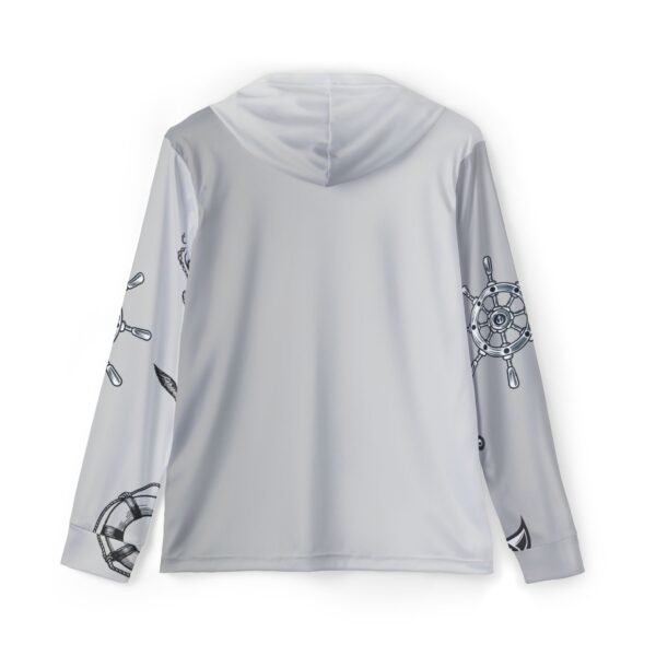 Grey Nautical Print Sports Hoodie UPF 50 - Image 2