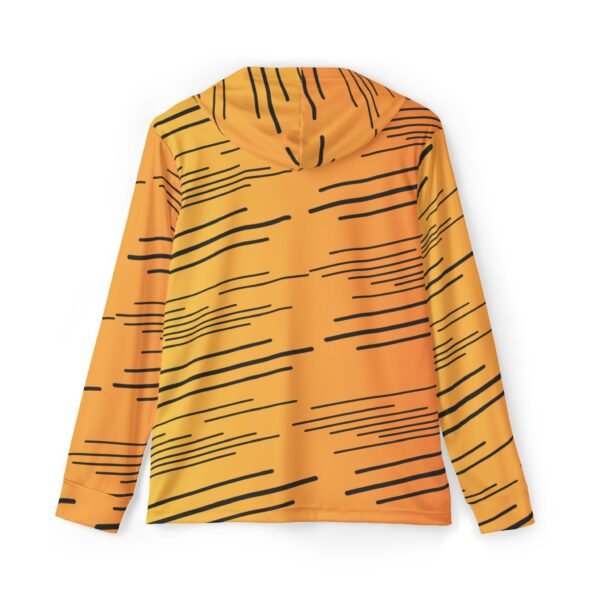 Orange Stripe Unisex Sports Hoodie UPF 50 - Image 2
