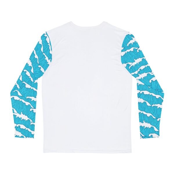 White with Blue Wave Long Sleeve Shirt - Image 3