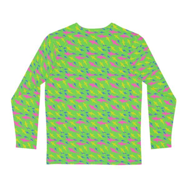 Green-Pink Shark Print Long Sleeve Shirt - Image 2