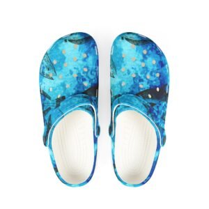 Deep Blue Fish Print Foam Shoes