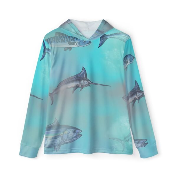 Blue Fish Print Sports Hoodie - UPF 50+