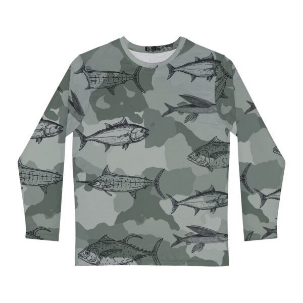 Black Camo Fish Print   Long Sleeve Shirt