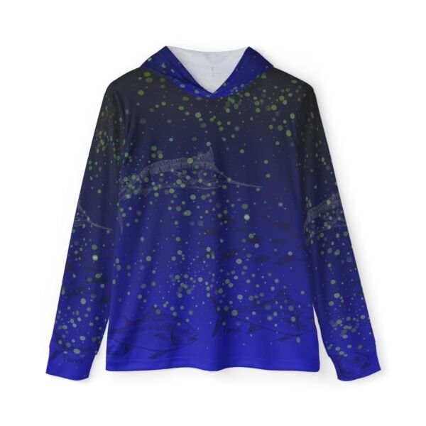 Black Blue Fish Print Sports Hoodie 50+