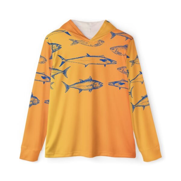Orange Fish Print Sports Hoodie UPF 50+