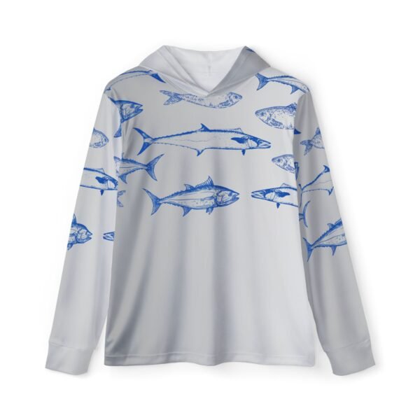 Grey Fish Print Sports Hoodie UPF 50+