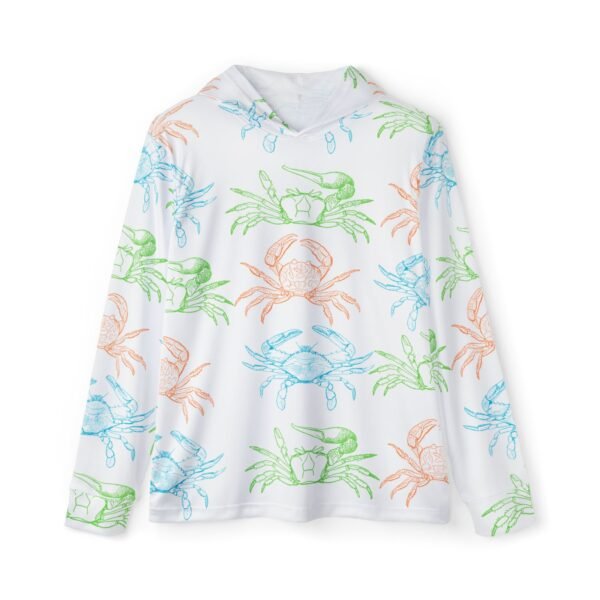 White Crab Print Sports Hoodie - UPF 50+