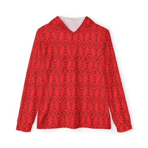 Red with Fish Bones Sports Hoodie UPF 50
