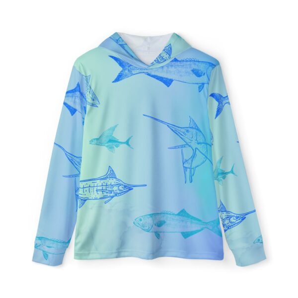 Sea Blue Fish Print Sports Hoodie UPF 50