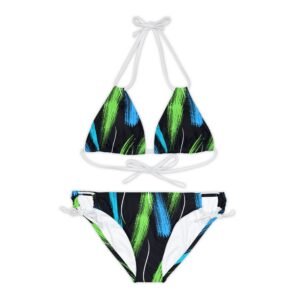 Black Brush Print Bikini for Beach, Boat