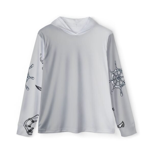 Grey Nautical Print Sports Hoodie UPF 50