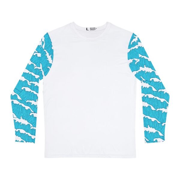 White with Blue Wave Long Sleeve Shirt