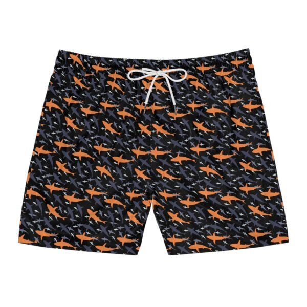 Orange Shark Print Water Swim Shorts