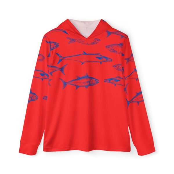 Red, Fish Print Sports Hoodie