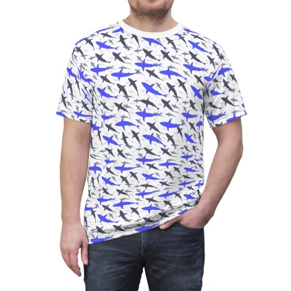 White Shark Print Unisex Tee - Image 3