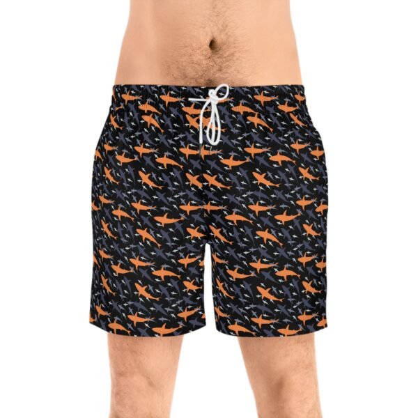 Orange Shark Print Water Swim Shorts - Image 3