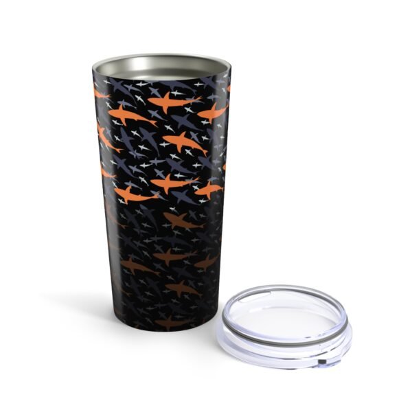 Black, Orange Shark Print 20oz Tumbler