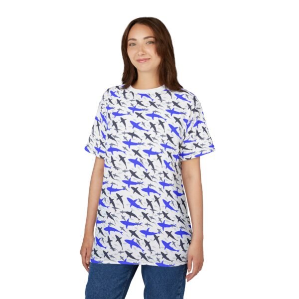 White Shark Print Unisex Tee - Image 4