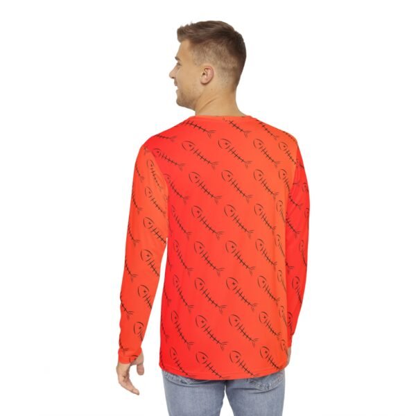 Red Fish Bones Print Long Sleeve Shirt - Image 4