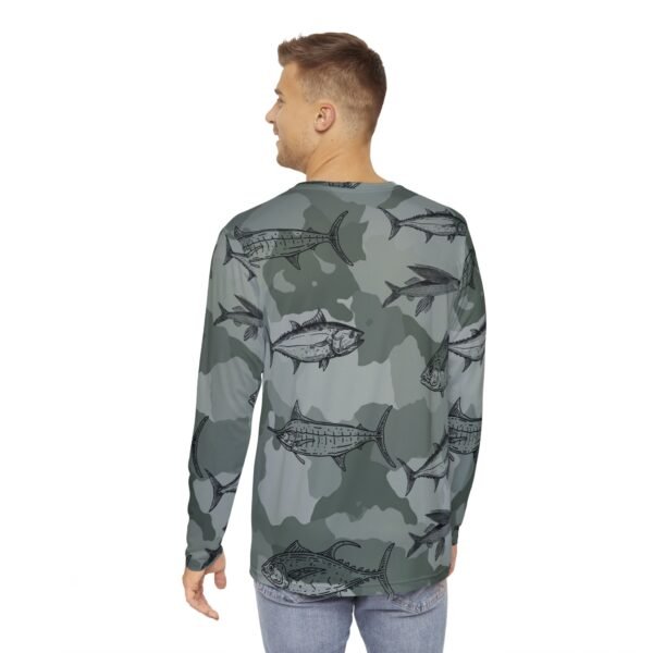 Black Camo Fish Print   Long Sleeve Shirt - Image 4