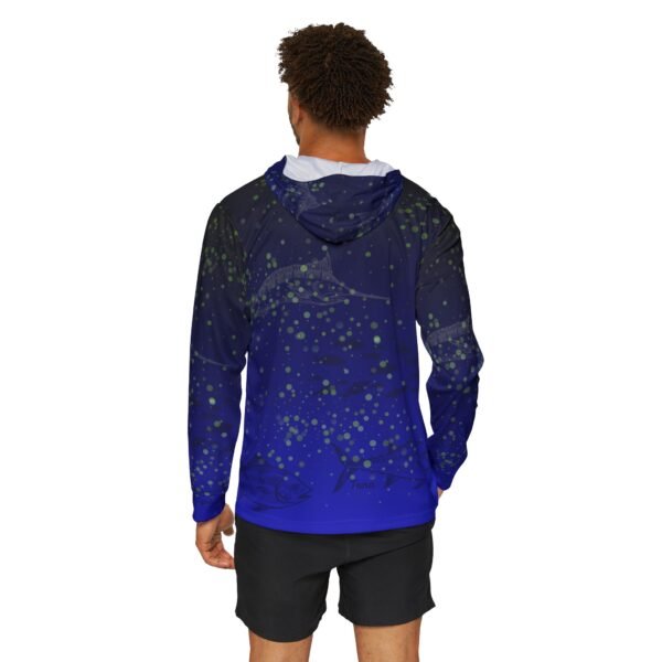 Black Blue Fish Print Sports Hoodie 50+ - Image 4