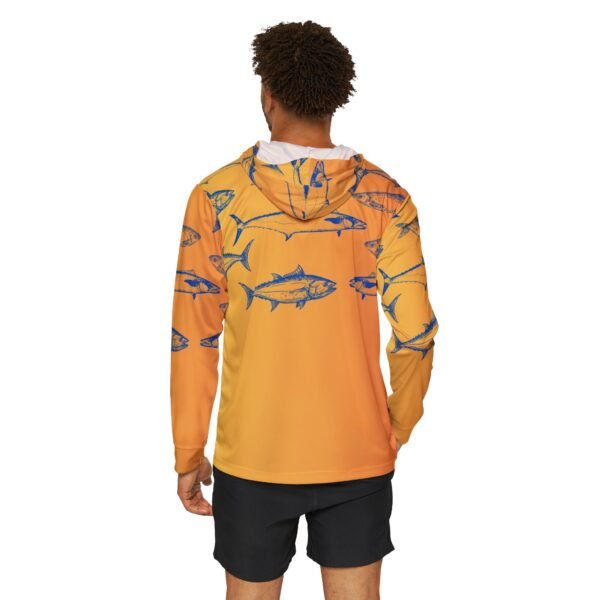 Orange Fish Print Sports Hoodie UPF 50+ - Image 4