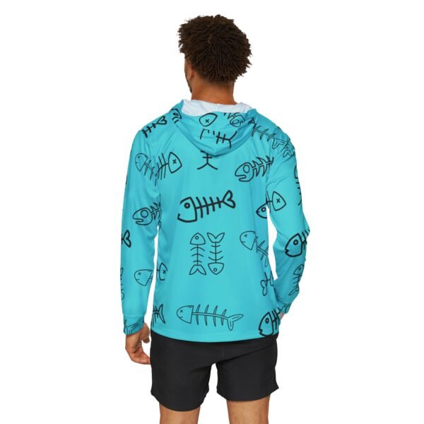 Blue Fish Bones Sports Hoodie UPF 50+ - Image 4