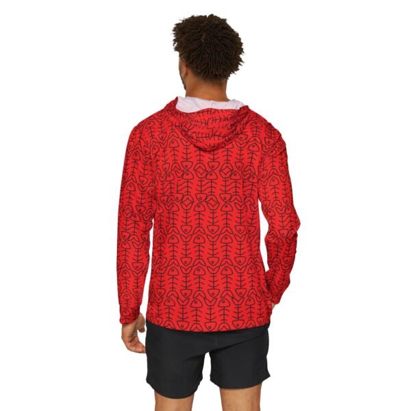 Red with Fish Bones Sports Hoodie UPF 50 - Image 4
