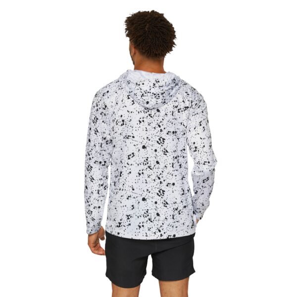 White Black Specks Sports Hoodie UPF 50+ - Image 4