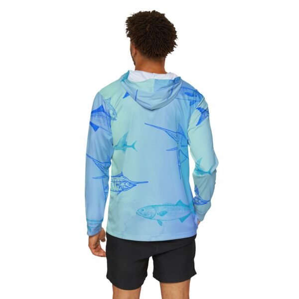 Sea Blue Fish Print Sports Hoodie UPF 50 - Image 4