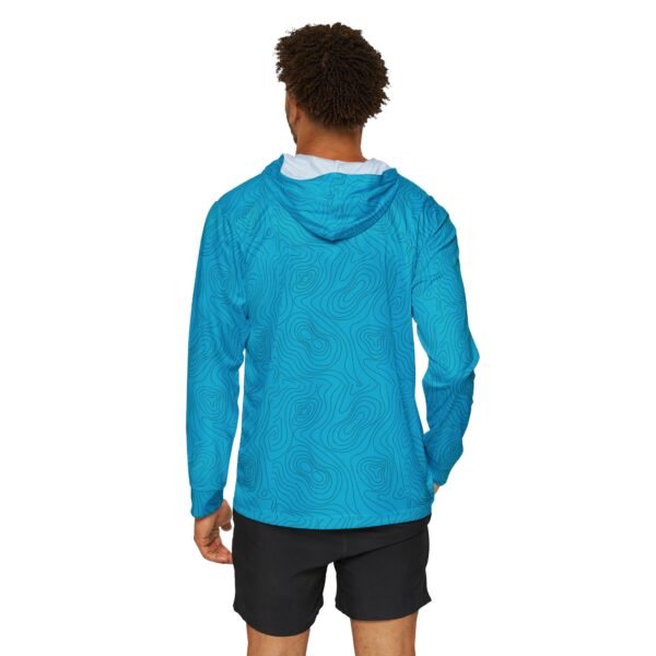 Blue Squiggle Print Sports Hoodie UPF 50+ - Image 4