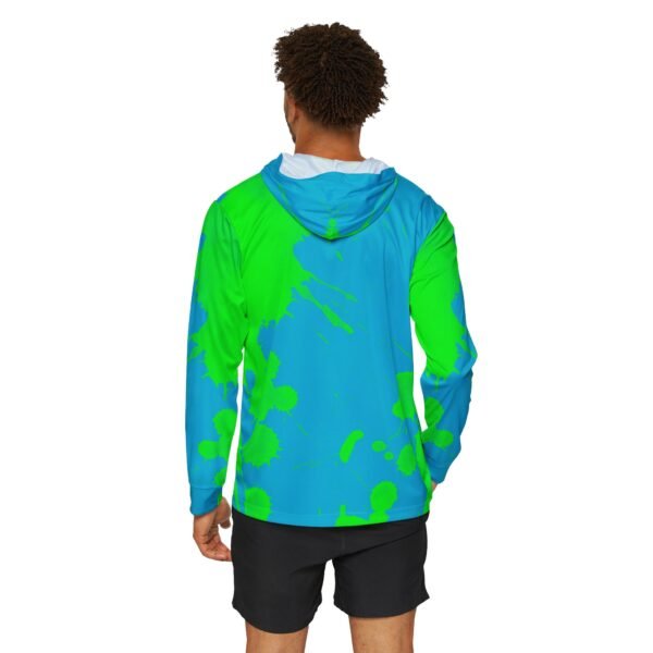 Blue-Green Splash Sports Hoodie UPF 50+ - Image 4