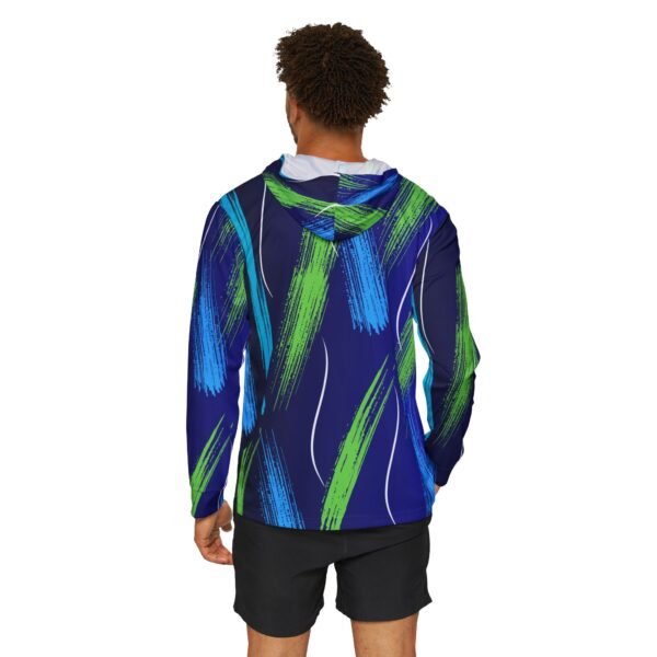 Blue Fade Brush Print Sports Hoodie UPF50 - Image 4