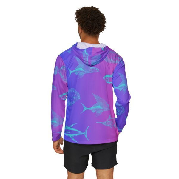 Purple Fish Unisex Sports Hoodie UPF 50 - Image 2