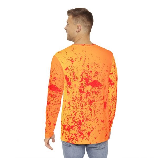 Orange-Red Splash Unisex Long Sleeve Shirt - Image 4