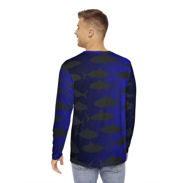 Blue Black Shadow Fish Long Sleeve Shirt - Image 4