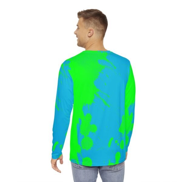 Lite Blue Green Splash Long Sleeve Shirt - Image 4