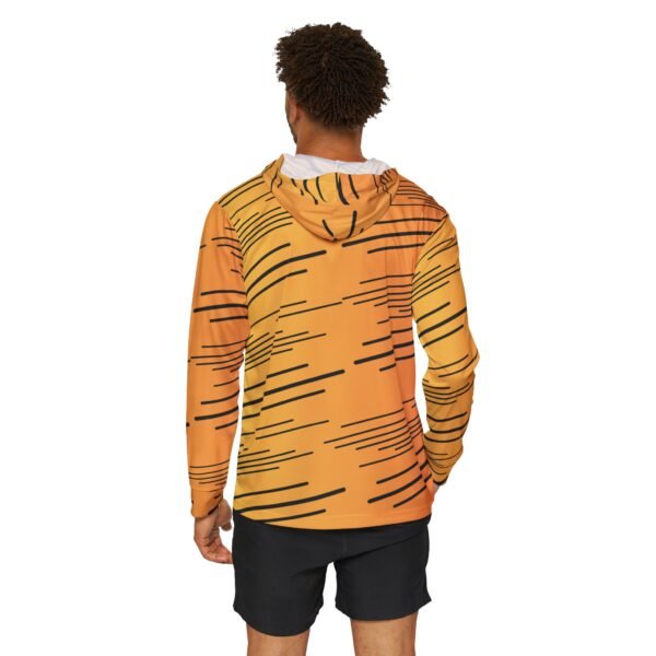 Orange Stripe Unisex Sports Hoodie UPF 50 - Image 4