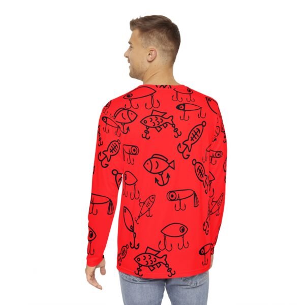 Red Cartoon Print Unisex Long Sleeve Shirt - Image 4