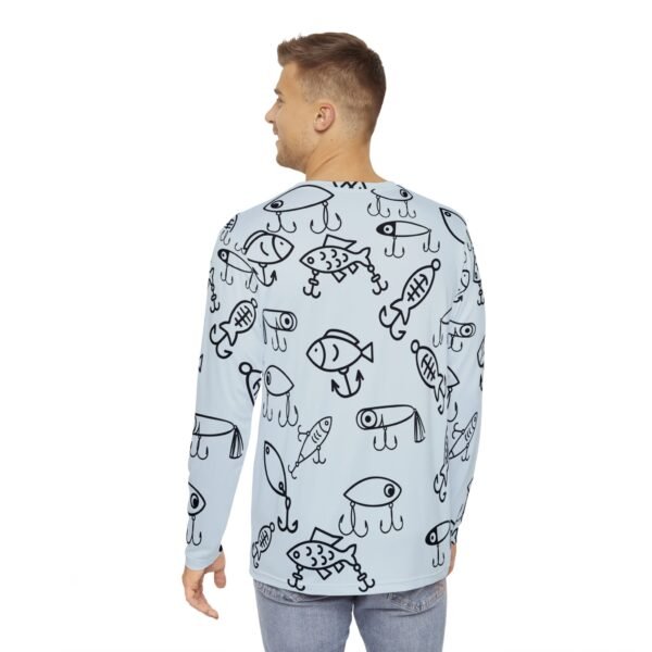 Blue Cartoon Lure Unisex Long Sleeve Shirt - Image 4
